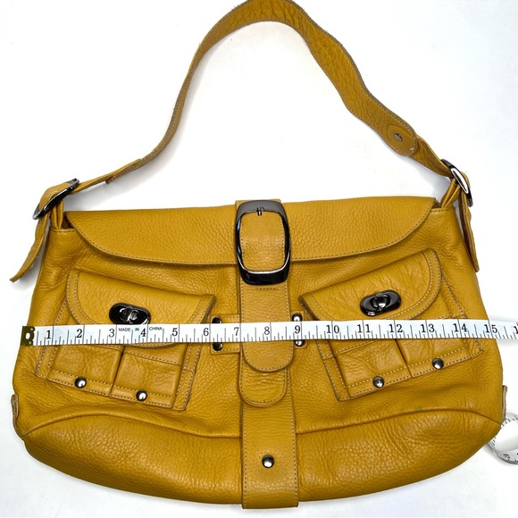 CARLA MANCINI Yellow Leather Shoulder Satchel Bag - Picture 3 of 16